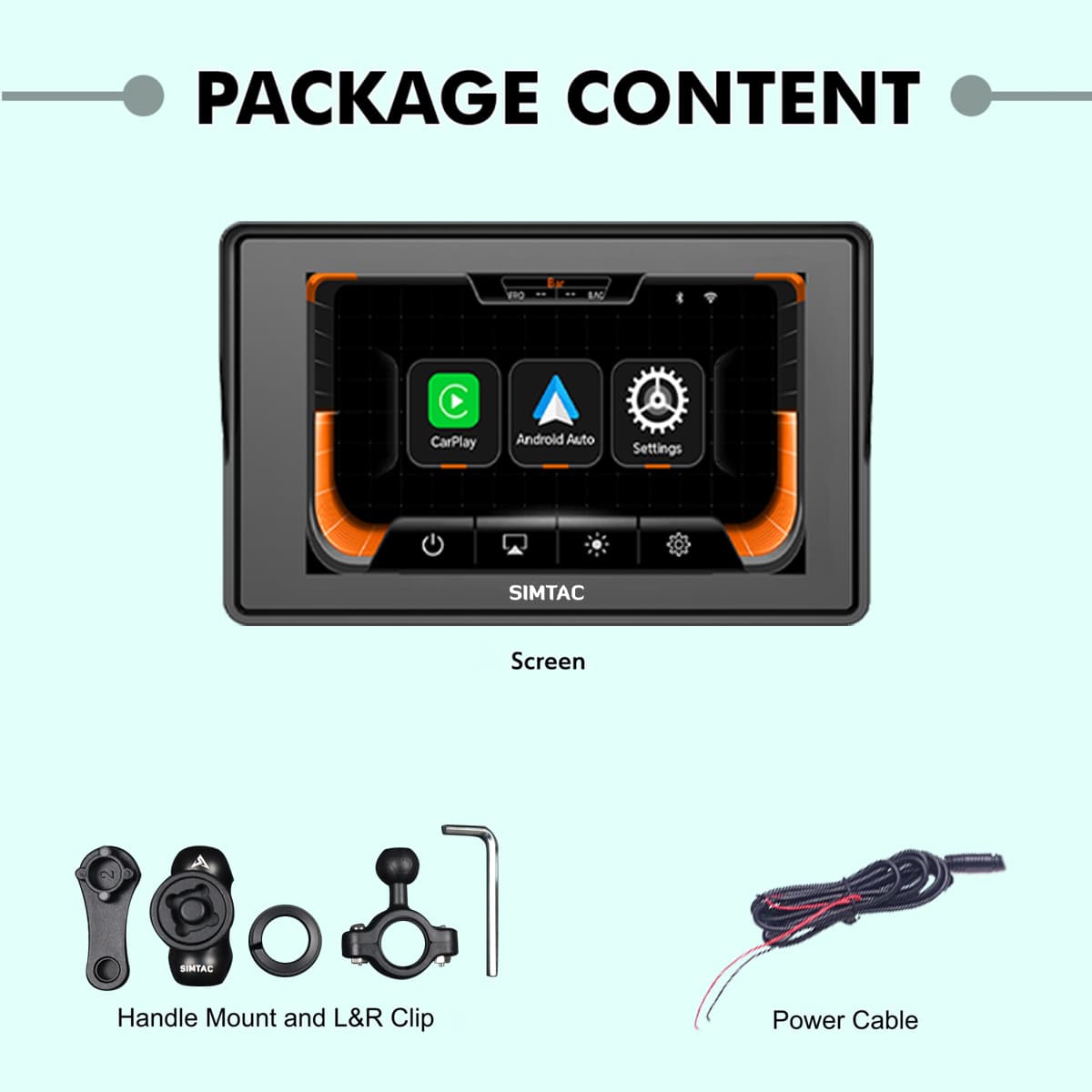Simtac motorcycle GPS CarPlay & Android Auto system – M2